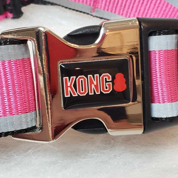 NEW! L/XL KONG Pink & Black *On the Go* Braided Reflective Adjustable Dog Collar - Picture 6 of 12